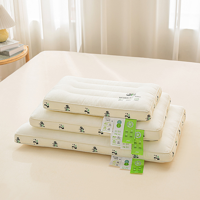 Μαξιλάρι λαιμού Panda - ορθογώνιο, γέμισμα 100% πολυεστερικές ίνες, πλεκτό ύφασμα, κατάλληλο για ένα άτομο ενήλικα, βάρος 0.55–1.0 kg.