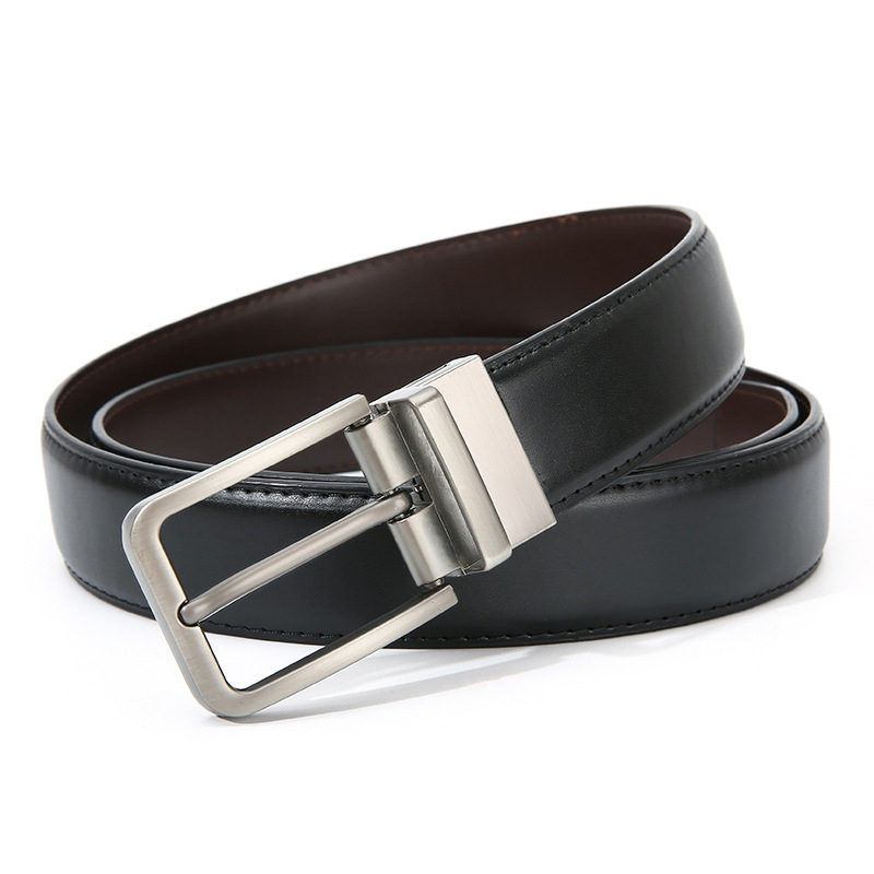 Muški dvostruki kožni pojas s rotirajućom adatom kopčom; Materijal: split leather; Kopča: legura; Zakopčavanje: pin buckle; Stil: poslovan, svestran, elegantan, jednostavan; Sezona: Spring 2025