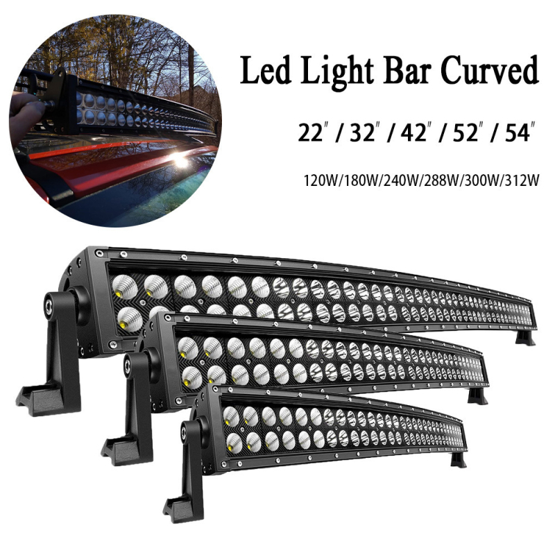 LED svjetlosna traka za krov automobila, lukastog oblika, vodootporna rasvjeta za rešetku i registarsku tablicu, aluminijska legura, 9–36V, 5000 lm, model: Double Row Hummer Style