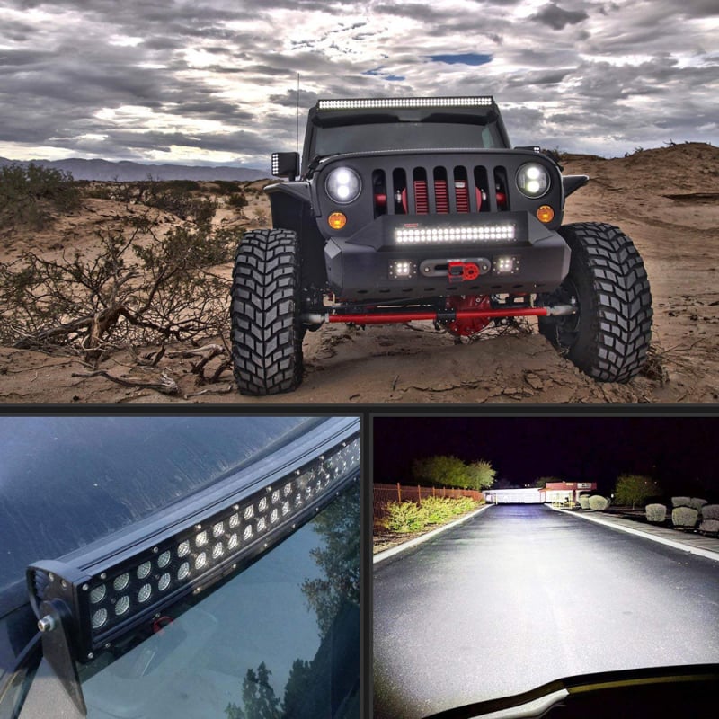LED svjetlosna traka za krov automobila, lukastog oblika, vodootporna rasvjeta za rešetku i registarsku tablicu, aluminijska legura, 9–36V, 5000 lm, model: Double Row Hummer Style