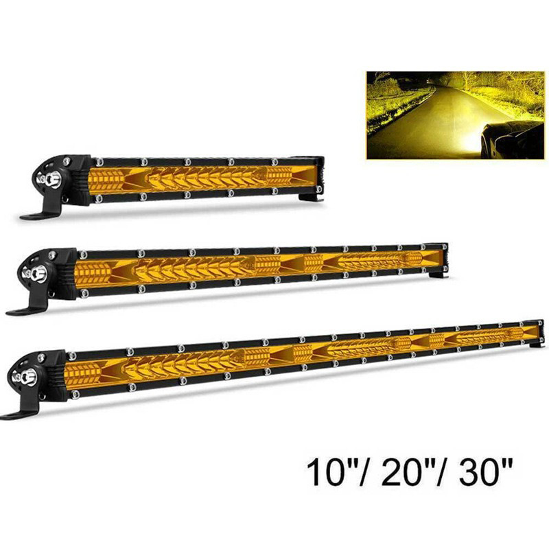 Žuto LED ultra-tanki jednoslojni dugi LED-prolazni svjetlosni trak za kamione i terenska vozila – montaža na krov, svjetlo prednje rešetke branika, 24V