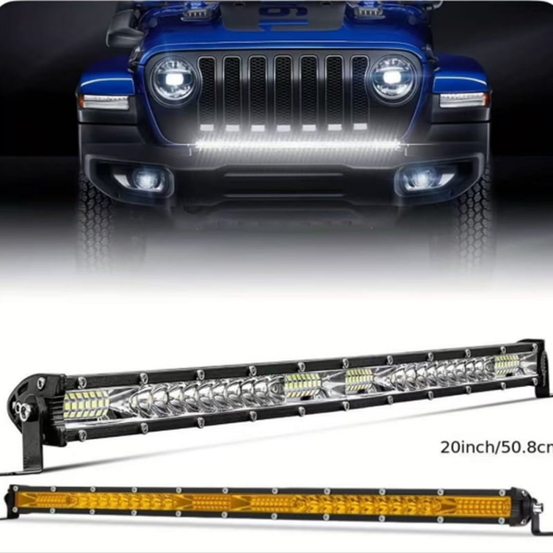 Žuto LED ultra-tanki jednoslojni dugi LED-prolazni svjetlosni trak za kamione i terenska vozila – montaža na krov, svjetlo prednje rešetke branika, 24V