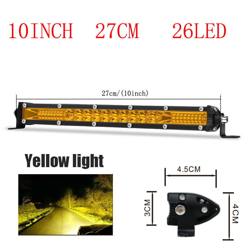 Žuto LED ultra-tanki jednoslojni dugi LED-prolazni svjetlosni trak za kamione i terenska vozila – montaža na krov, svjetlo prednje rešetke branika, 24V