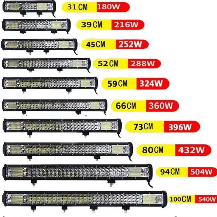 LED traka za automobil s tri reda, vodootporna, aluminijsko kućište; napon 10-35V, snaga 3W, svjetlosni tok 21600 lm, vijek trajanja 30000 h