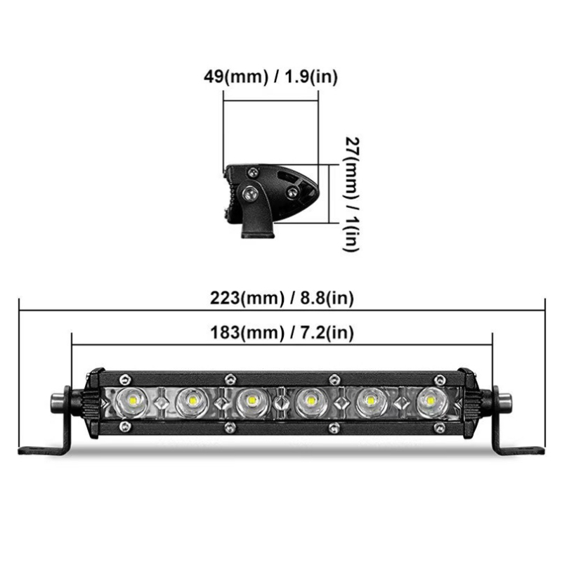 Automobilska LED radna svjetiljka, mali jednostruki red, 18W, 12V, 5000lm, krovni reflektor