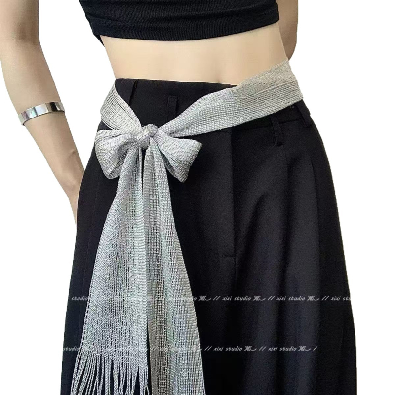 Ženski kaiš za džez ples s resicama, platnasta tkanina, mat završetak, jednostruka kopča