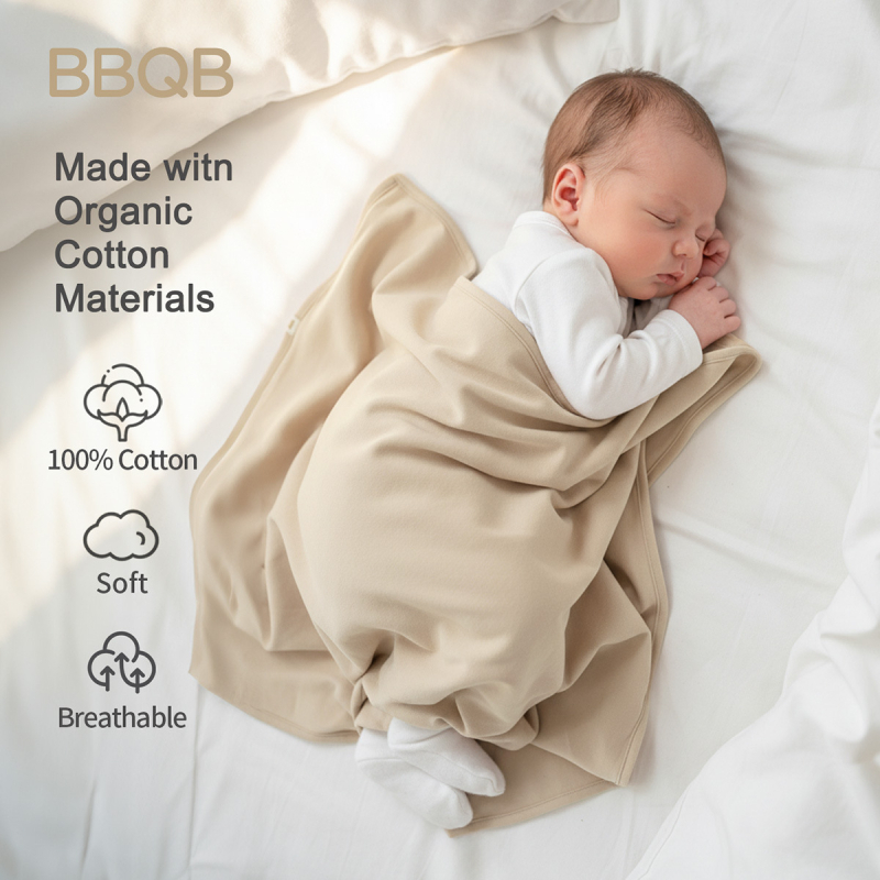 BBQB dječja swaddle deka - pamuk, punilo od čistog pamuka, jednobojni uzorak, cijelo godišnje korištenje, za novorođenčad od 0 do 1 godine
