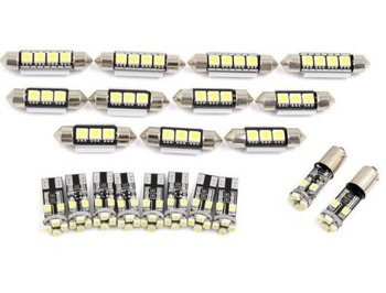 21-dijelni LED set za auto rasvjetu – uključuje T10 BA9S, dodatke 5050/1210, 12V, 6000K, parking svjetla i svjetla za čitanje