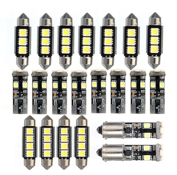 21-dijelni LED set za auto rasvjetu – uključuje T10 BA9S, dodatke 5050/1210, 12V, 6000K, parking svjetla i svjetla za čitanje