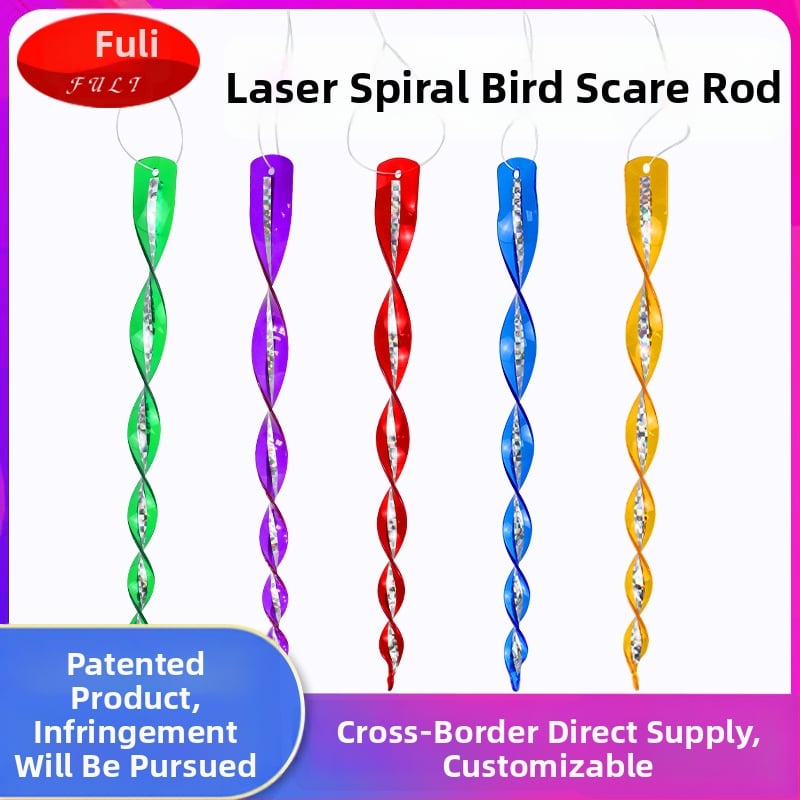 Štapići za odbranu ptica za balkon i vrt, materijal PS+PE, laserski spiralni dizajn, set od 10 komada