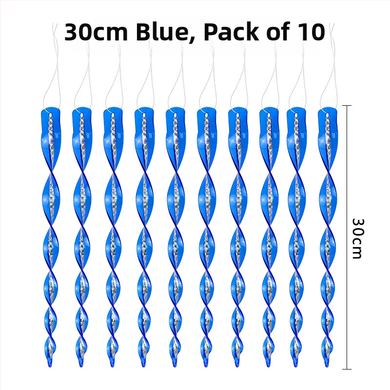 Štapići za odbranu ptica za balkon i vrt, materijal PS+PE, laserski spiralni dizajn, set od 10 komada
