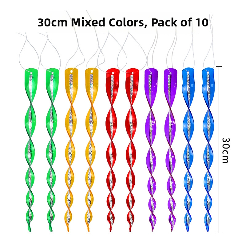 Štapići za odbranu ptica za balkon i vrt, materijal PS+PE, laserski spiralni dizajn, set od 10 komada