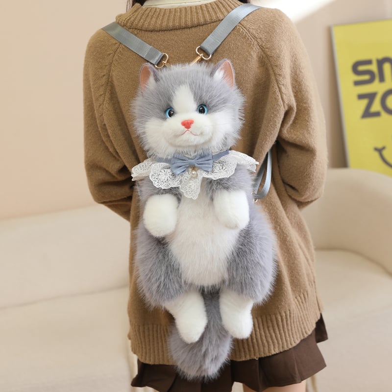 Plišani ruksak u obliku Rag-doll mačke, mijauče, za djecu 7–14 godina