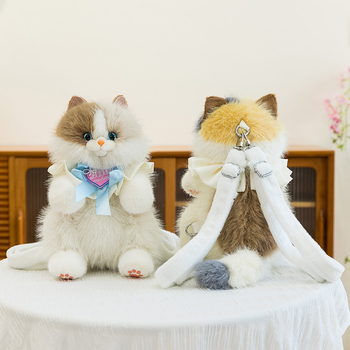 Jucărie de pluș cu sunet, pisicuță simulată, umplutură PP cotton, stil desen animat, pentru copii 7–14 ani