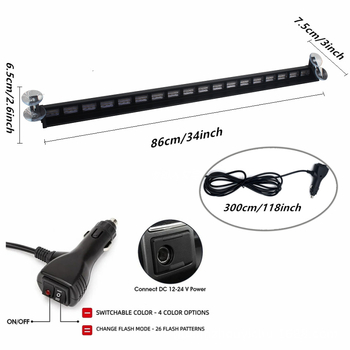 Dvobojna LED traka za upozoravanje vozila, montaža na krovu, prednja i stražnja, 12-24V, model DR, PC aluminij