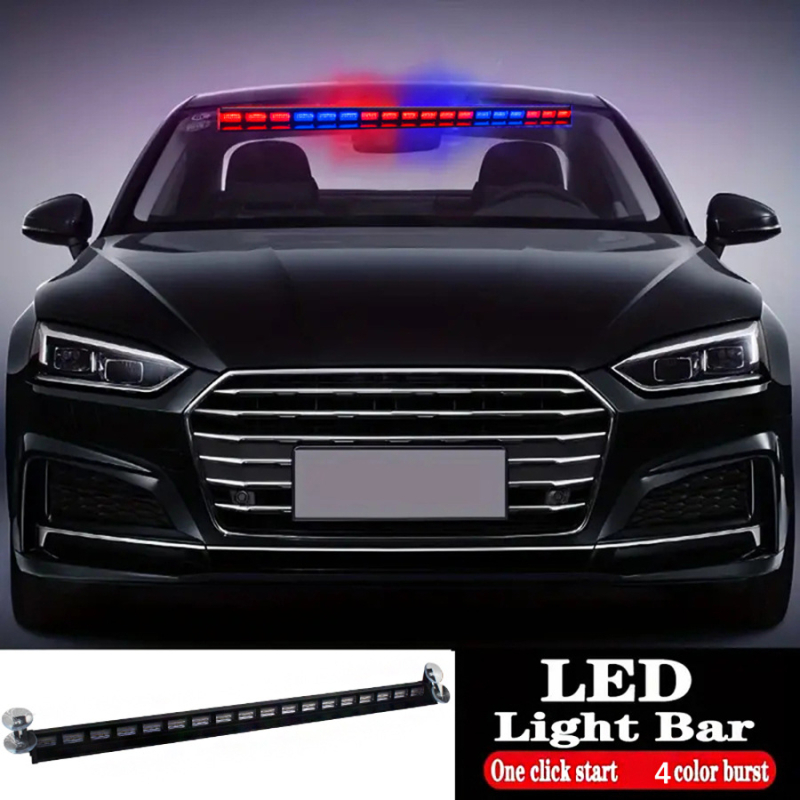 Dvobojna LED traka za upozoravanje vozila, montaža na krovu, prednja i stražnja, 12-24V, model DR, PC aluminij