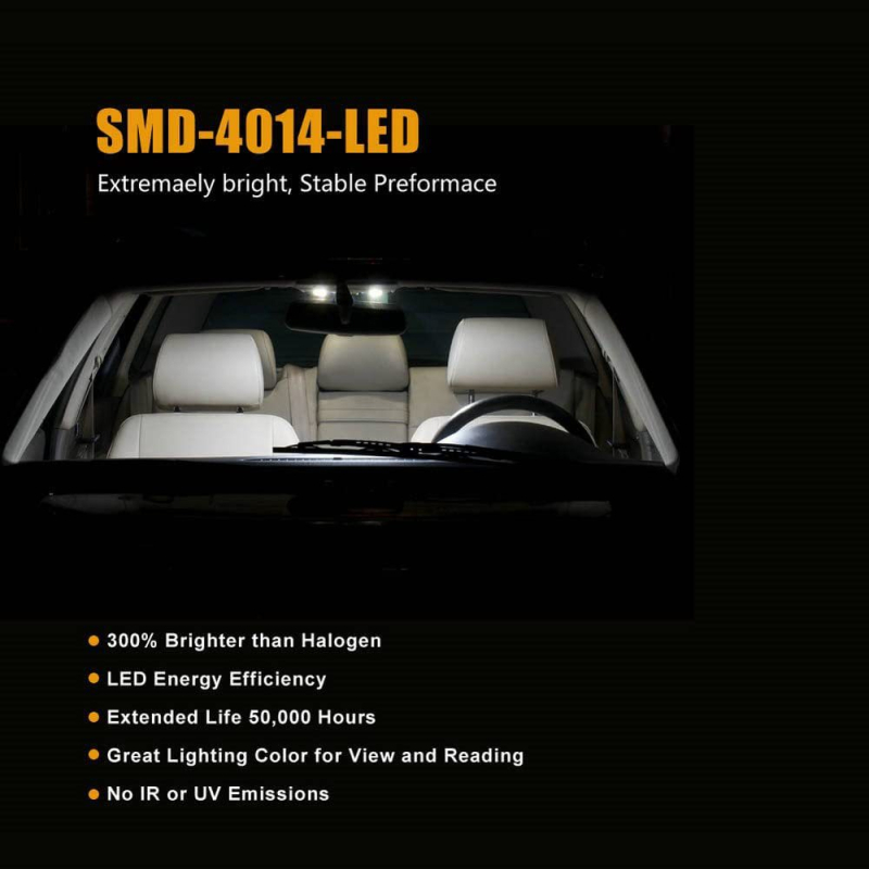 Automobilski LED interijer set 40 komada, T10: lampe za čitanje, svjetla za ploču i vrata, 12V, 3W, 300 lm, LED 4014