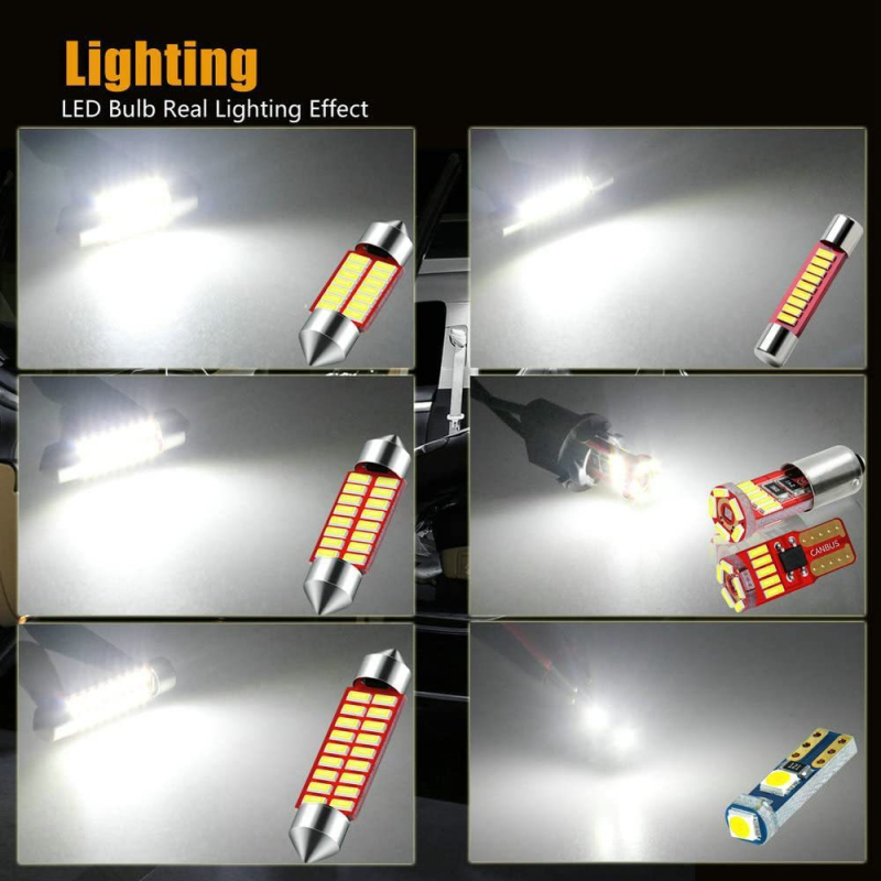 Automobilski LED interijer set 40 komada, T10: lampe za čitanje, svjetla za ploču i vrata, 12V, 3W, 300 lm, LED 4014