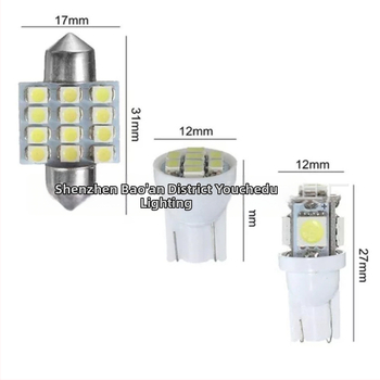 13-dijelni LED set za auto – unutarnje svjetlo za čitanje, osvjetljenje kabine i svjetlo za registracijsku pločicu, 12 SMD 1206