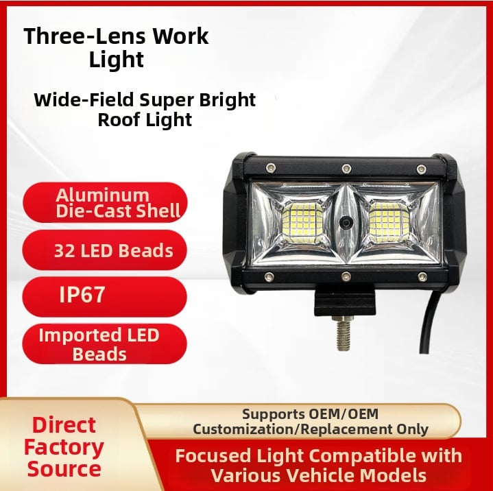 96W LED radno svjetlo za automobil – trostruki snop, dugački trak, 32 LED, 10-30V, aluminijsko kućište
