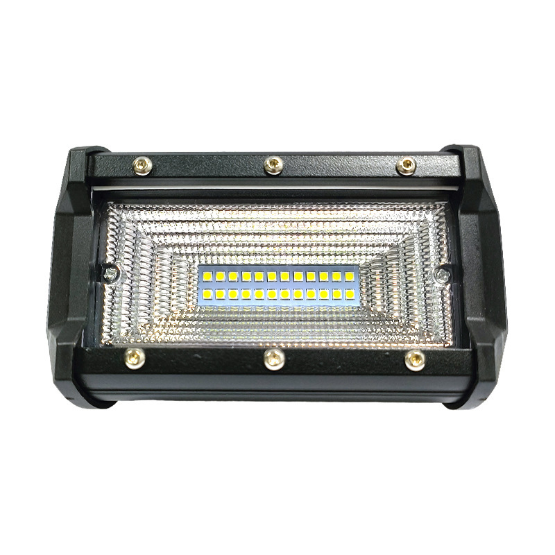 Lumină de lucru LED pentru autovehicule, două rânduri de fascicule, LED cu trei lentile și cupă reflector, Model H33, 73W, 9–24V DC, 6000K, 6000 lm, aliaj de aluminiu