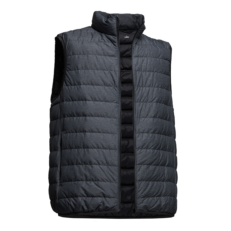 Мъжка пухова жилетка за зима, лека кройка, съдържание на пух 71–75%, пух от бяла патица