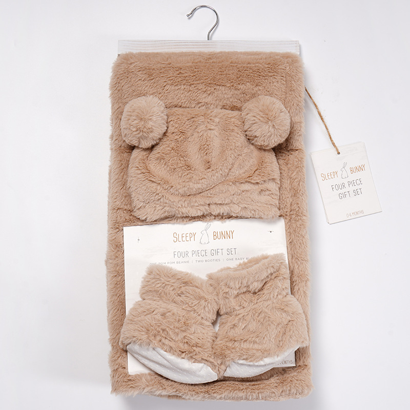 Dječji četverodijelni set za spavanje: topla pliš flanel deka, dvostruko debeli pokrivač, poliestersko vlakno, 500–800 g, za uzrast 1–3 godine, prilagodljivo, sve sezone