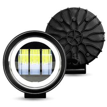 LED okrugla trobojna svjetla za maglu s Angel Eyes za univerzalna terenska vozila — aluminijsko kućište, 9-36V, 2000LM, 6000K