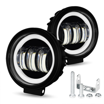 LED okrugla trobojna svjetla za maglu s Angel Eyes za univerzalna terenska vozila — aluminijsko kućište, 9-36V, 2000LM, 6000K
