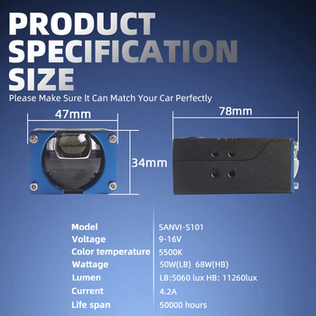 S101 LED lumină plasă - Carcasă din aluminiu, montaj încorporat, 12V, 50-68W, potrivire universală
