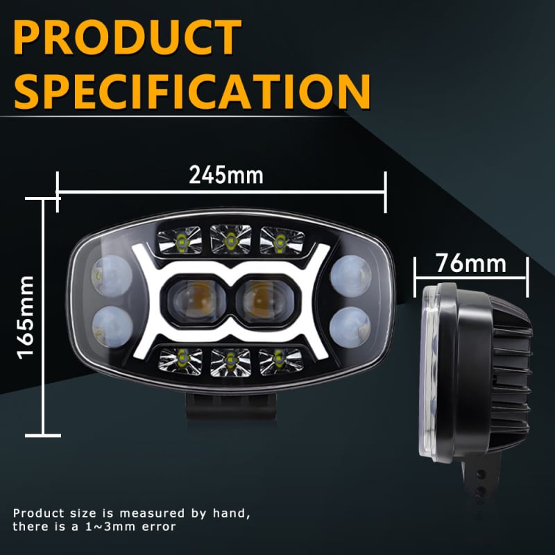 Automobilska LED radna svjetiljka, ovalnog oblika, 70W, 4500 lm, 12-36V, 50000 h