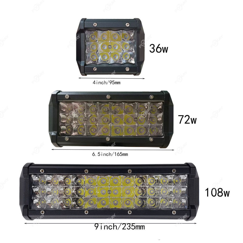 LED duga lampica radna s tri reda reflektora – 72W, 12-24V, 8000lm, 6500–7000K, aluminijsko kućište