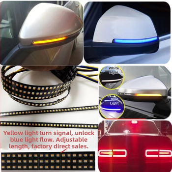 LED traka za retrovizor automobila s tekućim stražnjim svjetlom i pokazivačem smjera, materijal FPCB, mogućnost prilagodbe, kompatibilno s općim modelima