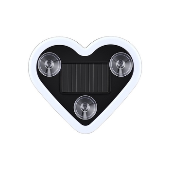 Unutarnja ambijentalna svjetlost za automobil – solarno napajanje, bežični LED, trokutasto staklo sa srcem za C-stup, neon glow (0.5W, 5V, ABS, usisna čaša za montažu, univerzalno)