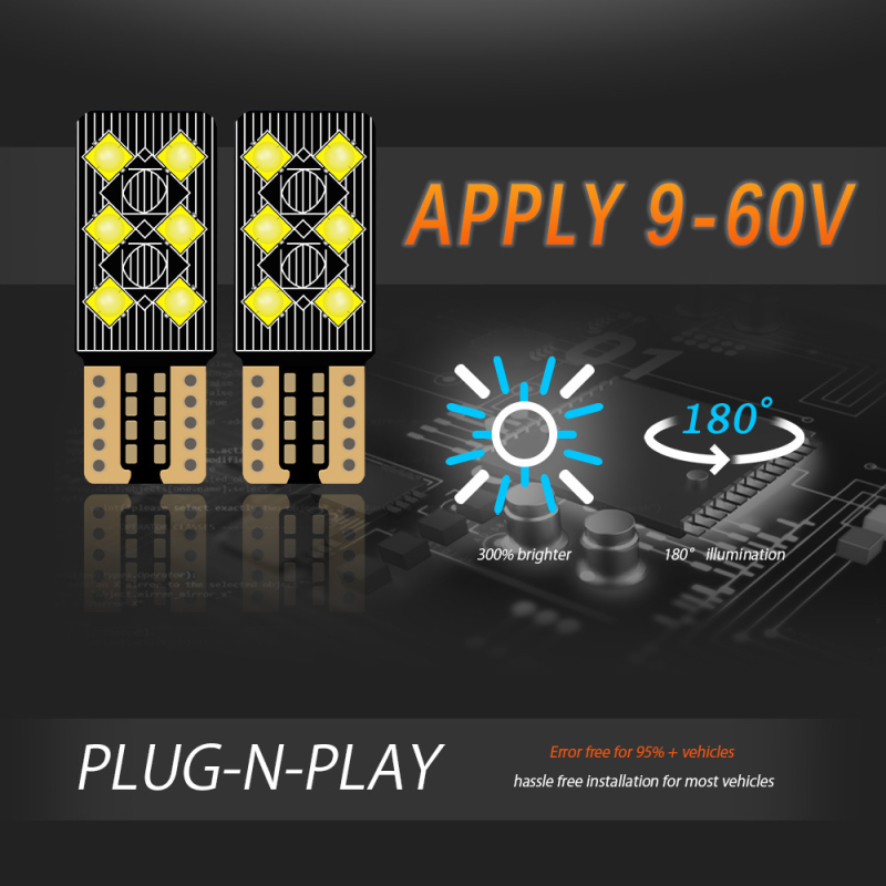 LED svjetlo za registarsku pločicu automobila - T10 2525 6SMD, 9-60V, 2.1W, 623LM, 6000K
