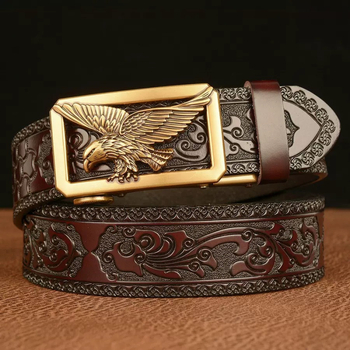 Curea de bărbați din piele, piele naturală, cataramă din aliaj cu închidere automată, lățime 2-4 cm, stil vintage retro