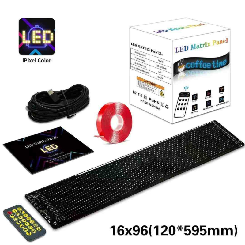 Fleksibilni LED zaslon za stražnje staklo automobila, PU+FPCB, 8W, 5V, 1.2A