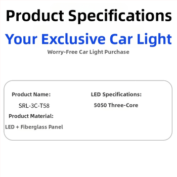 LED autó belső tetőfény készlet, modell Srl-3c-t58, 12V LED, 5050 hárommagos 152-chip, üvegszálas lemez