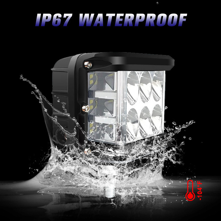 Autó LED munkalámpa, háromoldali megvilágítás, 36W, 2835 LED, 4800 lm, 12V, 30000 óra