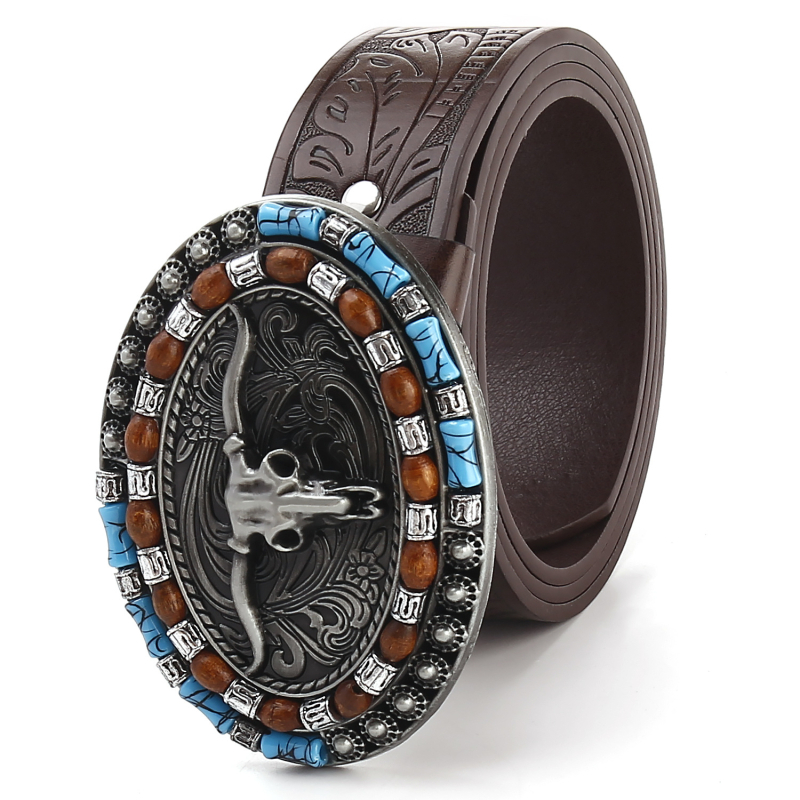 PU bőrből készült férfi öv, ötvözet csattal, sima csattal, antik és reliefes felülettel