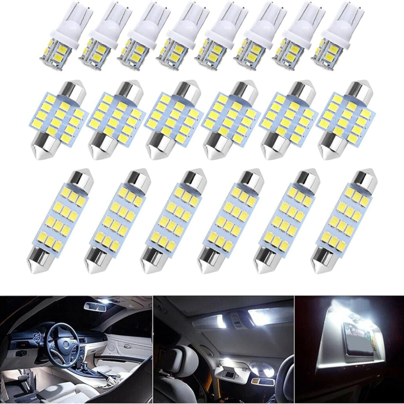 Autó LED készlet 20 darab, T10 2835 10SMD – belső ajtó világítás, olvasó- és rendszámfények, 12V, 0,08A, 88 000 óra, 2835 SMD