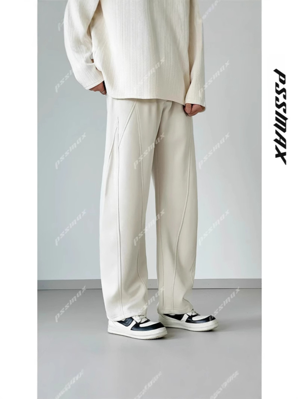 Férfiaknak tervezett széles lábú pamut-keverék sportnadrág, magas derekú, mikro-elasztikusságú, egyenes szegély