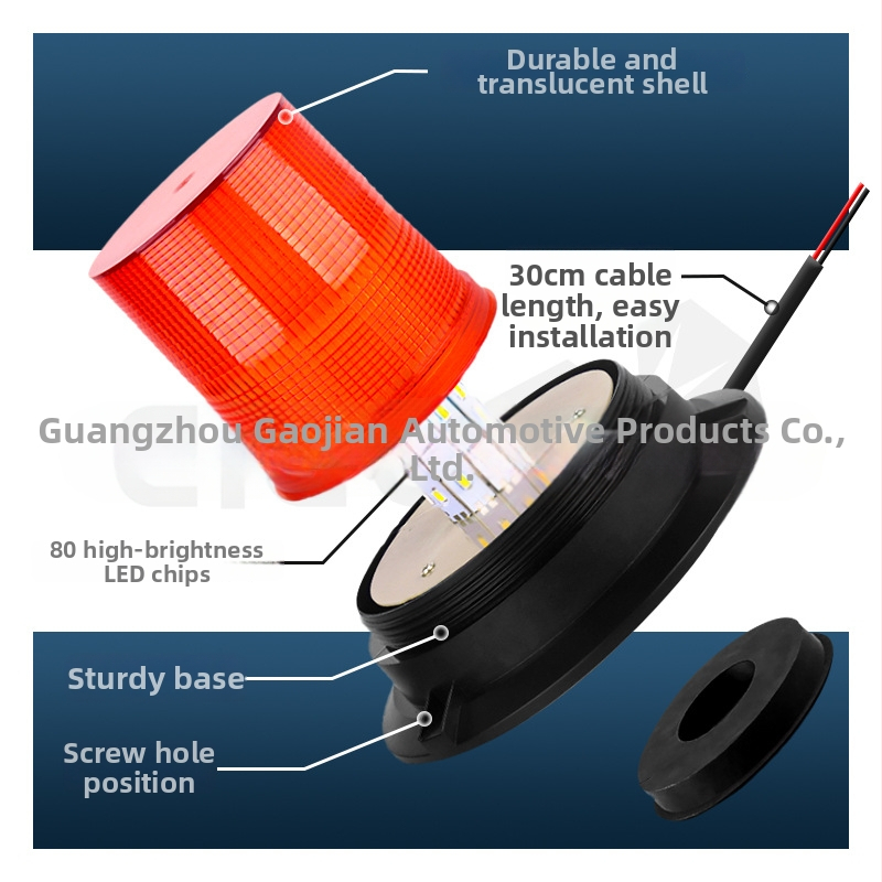 LED-012 Stroboskopické výstražné svetlo, strešné montáž pre vysokozdvižné vozíky a stavebné vozidlá, 12-24V, 40W, 1760 lm, 50 000 h