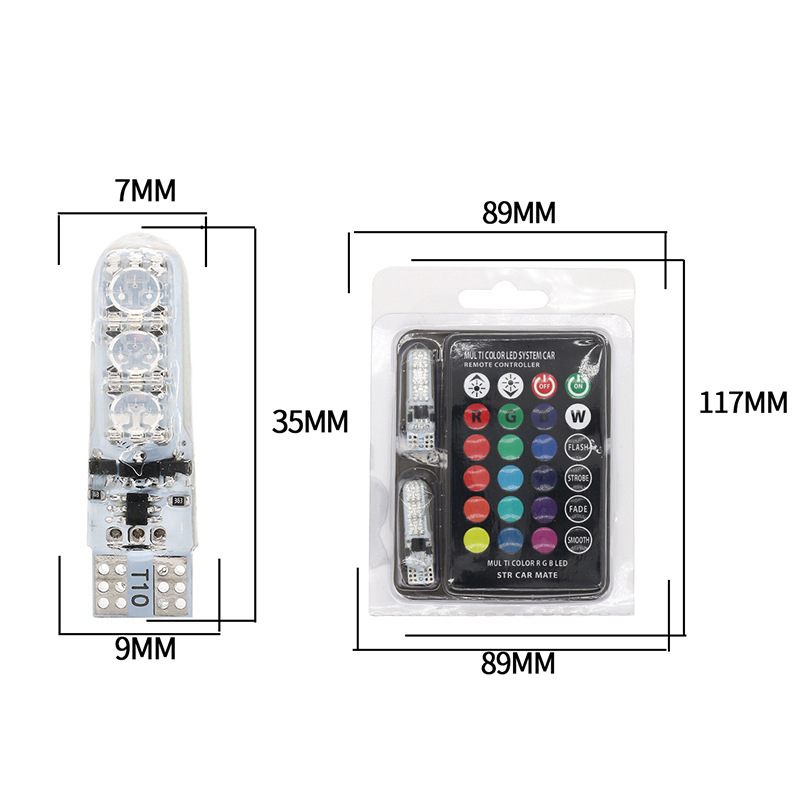 RGB svjetlo za registarsku pločicu automobila, silikon, T10 baza, LED 5050-6SMD, višebojno treptanje