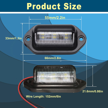 6 LED svjetlo za pločicu registarske tablice, univerzalno za kamione, putnička vozila i prikolice, stražnje i bočno svjetlo, 12-24V