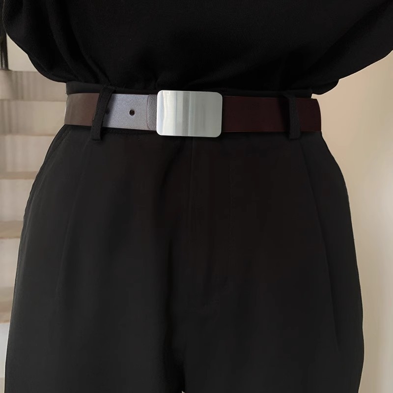 Nadrágtartó öv PU anyagból, ötvözet csat, tűs csattal, Leap qiao, 2024 ősz