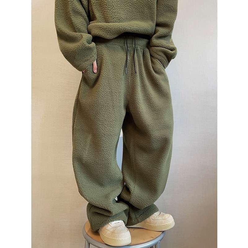 Muške hlače od baršunastog fliša, tople, ravne krojne, mikroelastične, Spandex tkanina, korejski stil