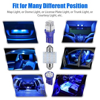 Automobilska LED T10 dvostruki vrh set za unutrašnje osvjetljenje i svjetlo za registarsku pločicu, 13 komada, 12V, keramika, univerzalno