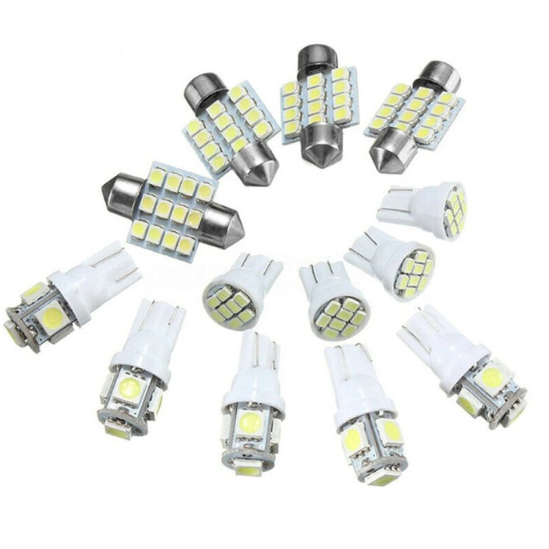 Automobilska LED T10 dvostruki vrh set za unutrašnje osvjetljenje i svjetlo za registarsku pločicu, 13 komada, 12V, keramika, univerzalno