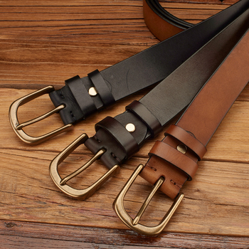 Мъжки кожен колан — кожа от първи слой, медна катарама, щифтова закопчалка, ръчно изработен, растително обработена кожа, винтидж стил